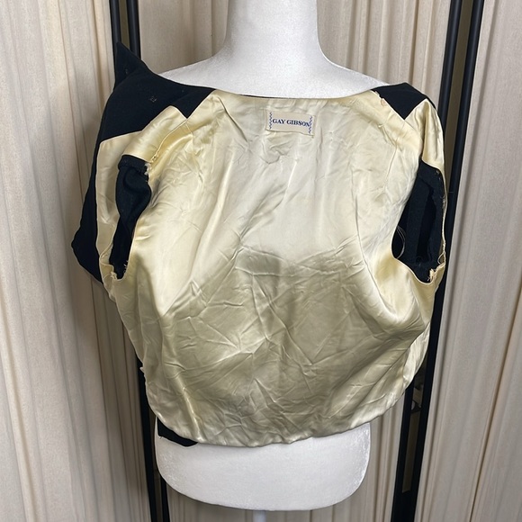 VINTAGE- GAY GIBSON 30’S-50’S DOUBLE BREASTED BLACK CROPPED CARDIGAN XS - Picture 14 of 16